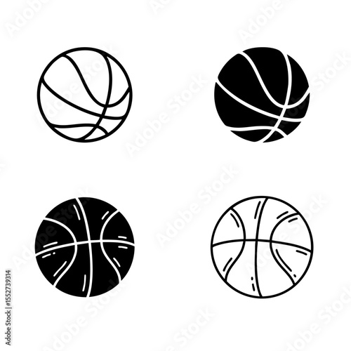 Basketball Ball Icon – Line, Glyph, Outline, and Filled Vector Styles
