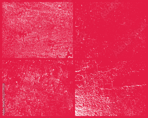 This graphic shows an abstract design with a distressed red background and white textural elements, broken into four quadrants, creating a unique, artistic backdrop.