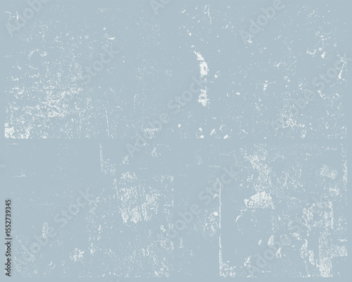 A subtly textured pale blue background features distressed patterns and markings. The surface appears worn, conveying a sense of age and history with nuanced imperfections.