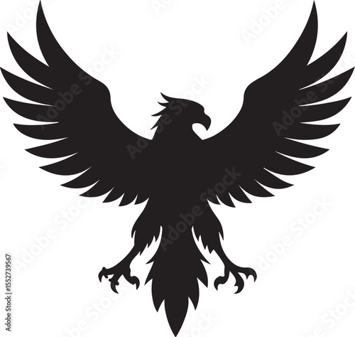 Eagle in Flight Silhouette – powerful and dynamic pose with wings spread.
