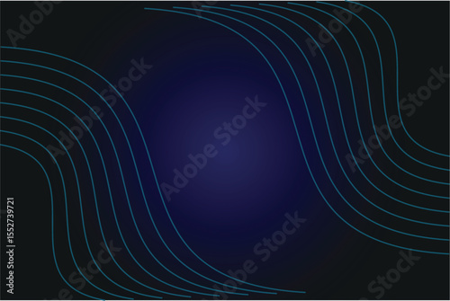 WebDark Abstract Background with Blue Curved Lines and Gradient Center Glow – Futuristic Tech Style