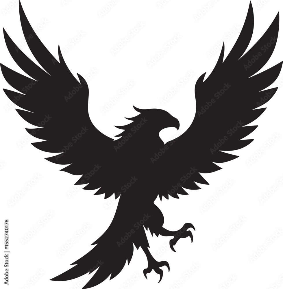 Fototapeta premium Eagle in Flight Silhouette – powerful and dynamic pose with wings spread. 