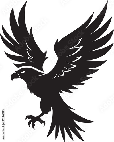 Eagle in Flight Silhouette – powerful and dynamic pose with wings spread.
