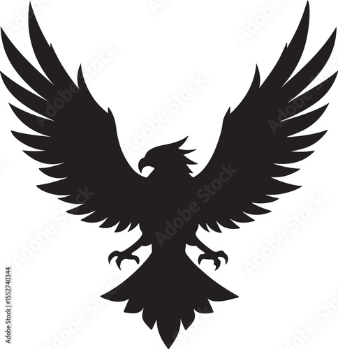 Eagle in Flight Silhouette – powerful and dynamic pose with wings spread.
