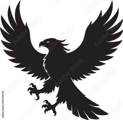 Eagle in Flight Silhouette – powerful and dynamic pose with wings spread.
