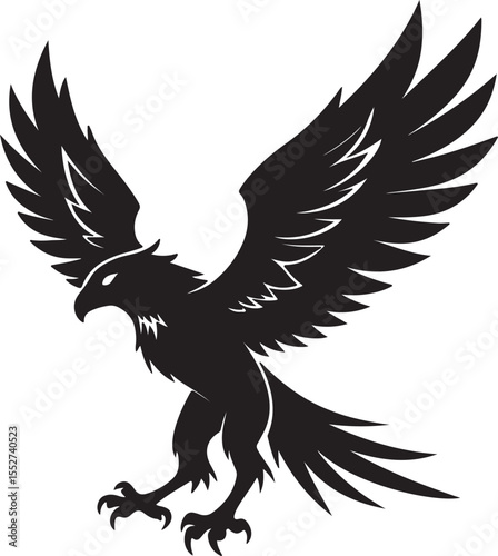 Eagle in Flight Silhouette – powerful and dynamic pose with wings spread.
