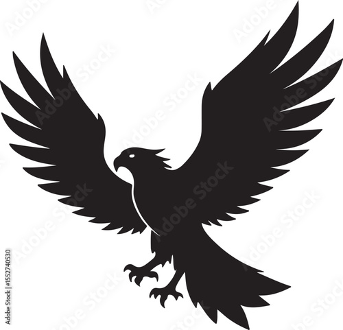 Eagle in Flight Silhouette – powerful and dynamic pose with wings spread.
