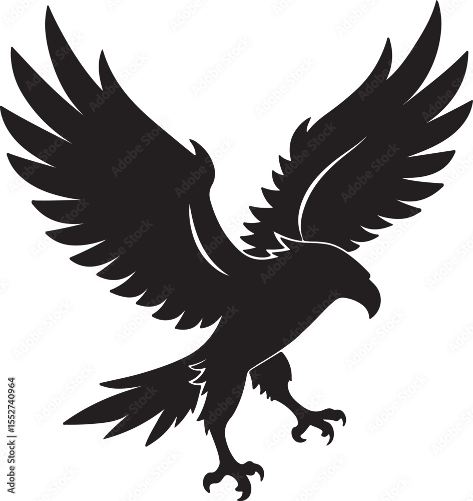 Naklejka premium Eagle in Flight Silhouette – powerful and dynamic pose with wings spread. 
