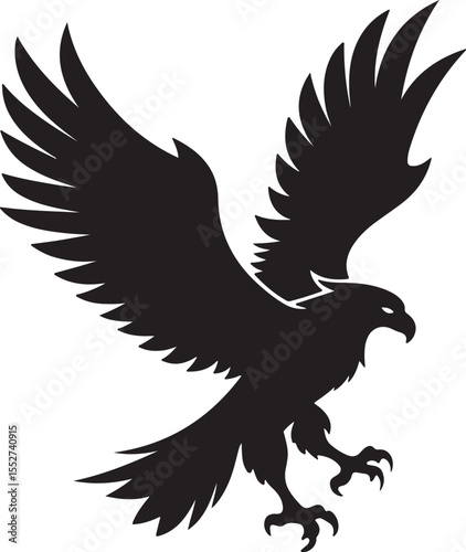 Eagle in Flight Silhouette – powerful and dynamic pose with wings spread.
