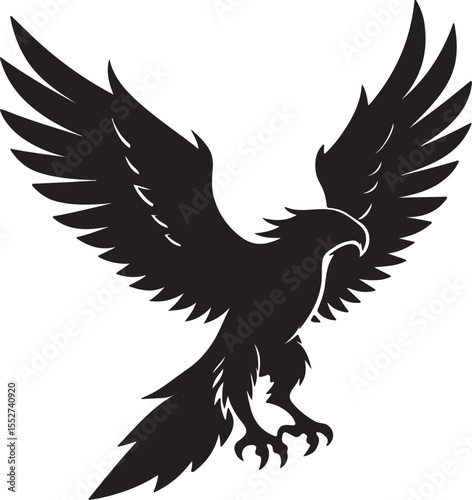 Eagle in Flight Silhouette – powerful and dynamic pose with wings spread.
