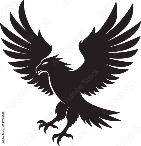 Eagle in Flight Silhouette – powerful and dynamic pose with wings spread.
