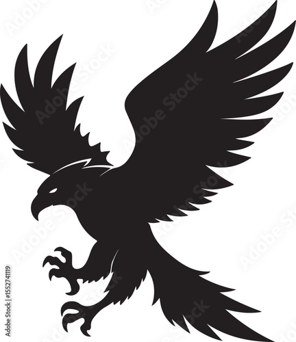Eagle in Flight Silhouette – powerful and dynamic pose with wings spread.
