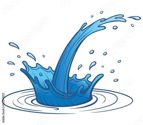 Flowing water splash isolated on white background, Vector illustration.