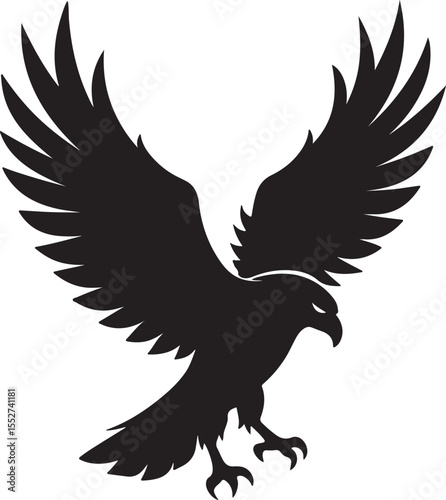 Eagle in Flight Silhouette – powerful and dynamic pose with wings spread.
