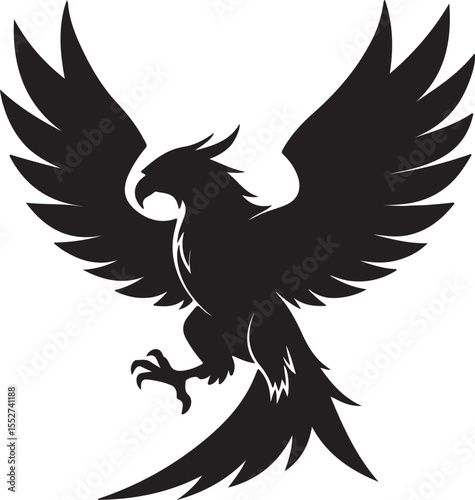 Eagle in Flight Silhouette – powerful and dynamic pose with wings spread.
