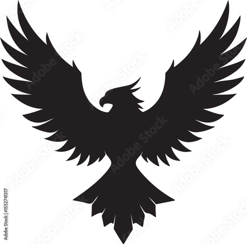 Eagle in Flight Silhouette – powerful and dynamic pose with wings spread.
