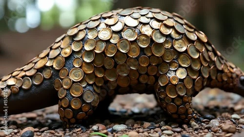 Walking Animal Covered in Round Objects on Rocky Ground Low Angle