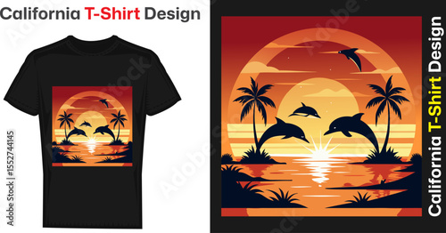 California, Los Angeles t-shirt design. T shirt print design with palm tree. T-shirt design with typography and tropical palm tree for tee print, apparel and clothing t shirt design California beach.