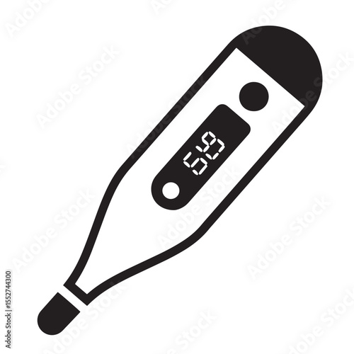 Illustration of a digital thermometer displaying body temperature healthcare medical concept