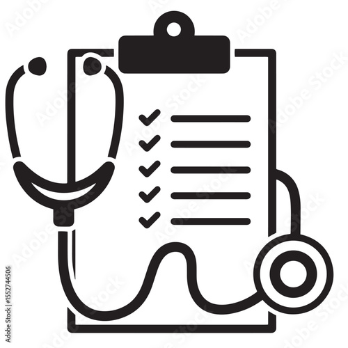 Medical checklist illustration with stethoscope concept for health diagnosis and healthcare