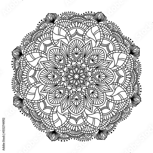 Round pattern coloring book antistress mandala. doodle style illustration. Oriental drawing for coloring.