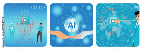 Integration of Advanced AI. Artificial Intelligence Collaboration. AI in Global Business.
