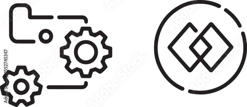 A Visual Representation of Data Processing and Integration Depicting Gears, Folders, and Interconnected Squares for System Optimization