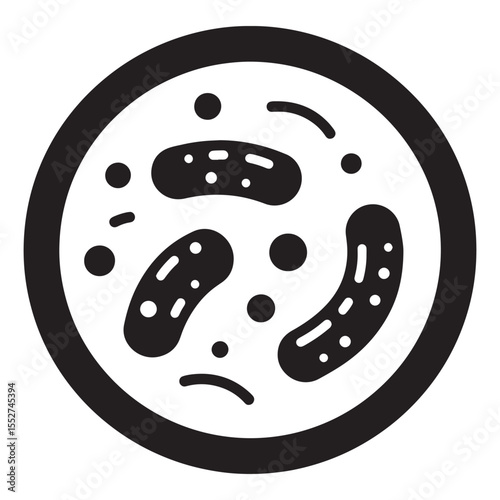 Microscopic view of bacterial colonies growing on a petri dish flat design illustration