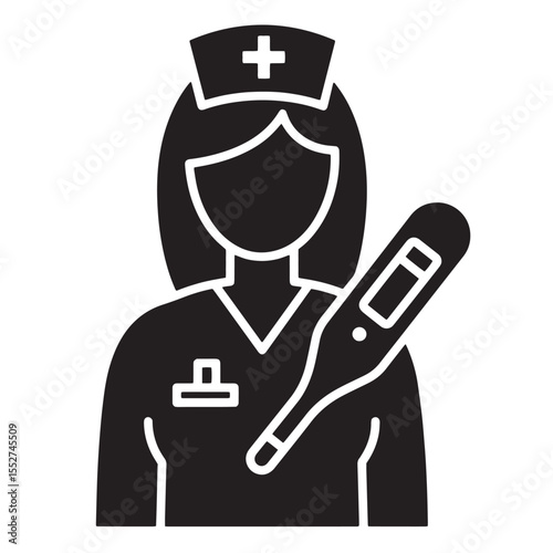 Nurse wearing uniform holding thermometer representing healthcare and medical procedures