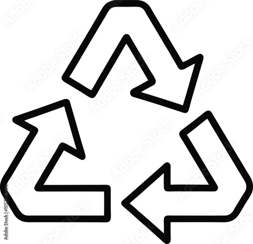 Recycling Arrows Icon Vector Black Outline Eco Symbol

