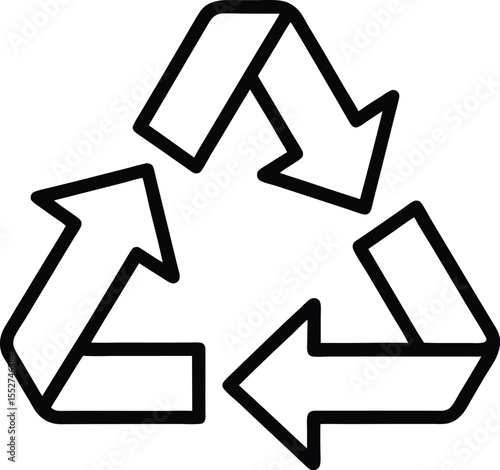 Recycling Arrows Icon Vector Black Outline Eco Symbol

