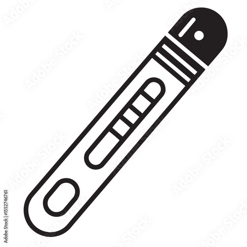Simple black and white vector illustration of a positive pregnancy test result