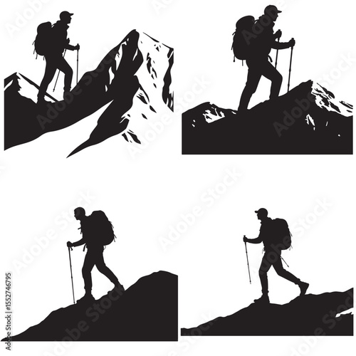 hiker on mountain silhouette