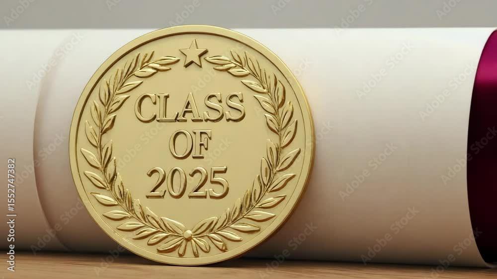 sealed graduation scroll with gold embossed emblem on satin ribbon
