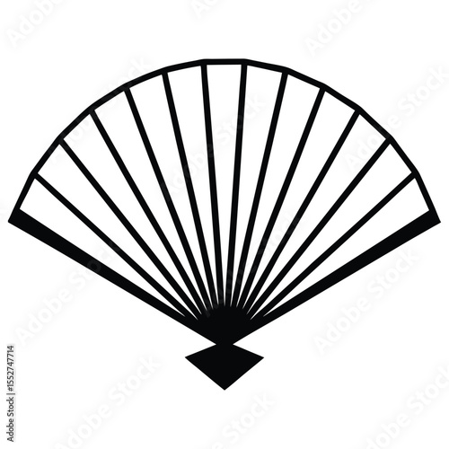 Black Fan Silhouette Vector in Minimal Style