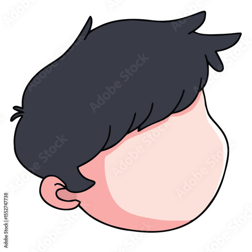 Cute cartoon hand drawn vector boy face icon.