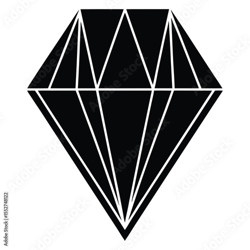Black Silhouette Of A Gem Diamond Shape On White