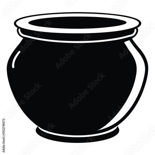 Simple Pot Silhouette Vector Black and White Art