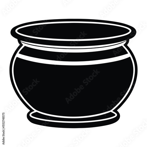 Minimal Pot Silhouette Vector on White Background