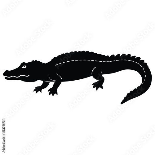 Wild Crocodile Silhouette Vector Black Illustration