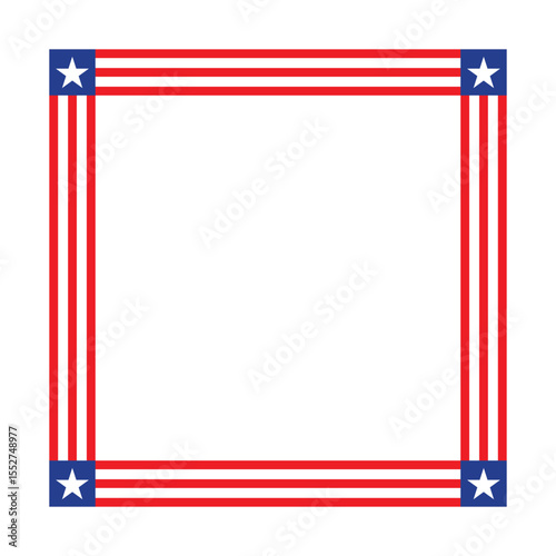 American flag square frame icon. fourth of july usa square border frame. independence day USA concept. usa square flag frame for banner, poster and badge design. vector illustration, transparent png