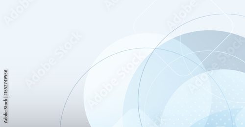 Minimalist Pale Blue & White Geometric Design with Circular Overlays and Faint Lines, Modern Soft Tone Background for Digital Presentations or Abstract Art Concepts