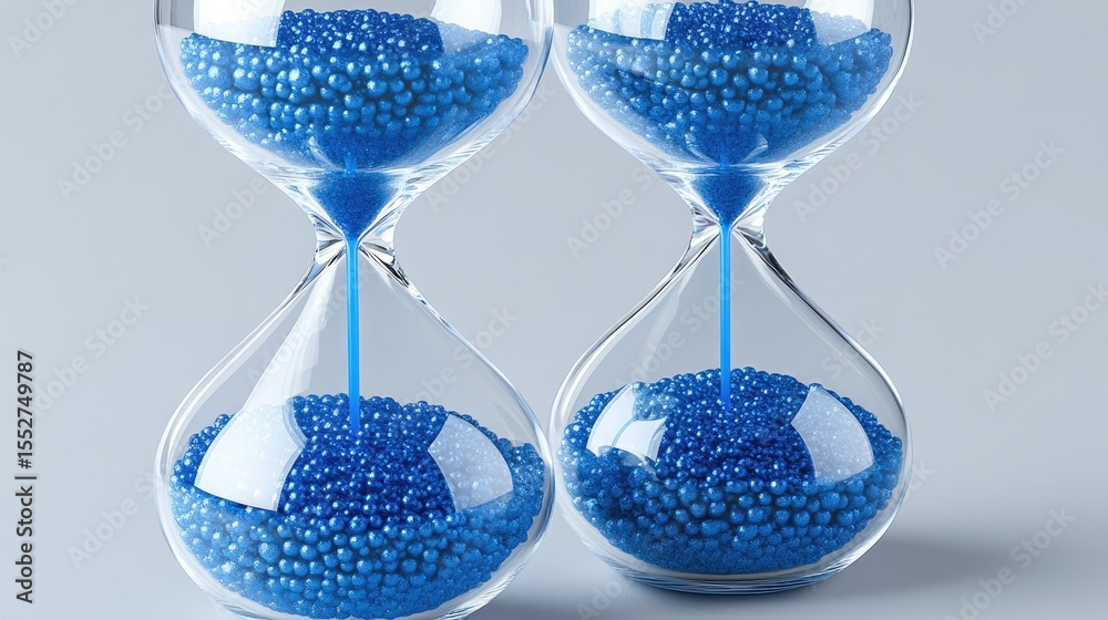 Fototapeta premium Blue Hourglass Time Concept.