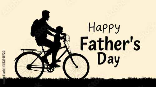 Father and Child Silhouette on Bicycle - Happy Father's Day