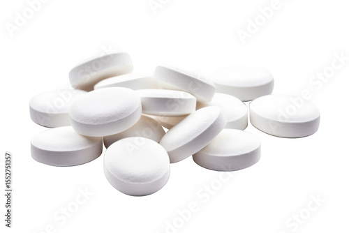 white pills of circle shapes on white background.