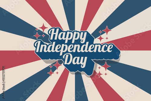 Happy Independence Day calligraphy lettering. 4th of July Retro patriotic background in colors of flag of USA. Easy to edit vector template for logo design, greeting card, banner, flyer. Free Vector