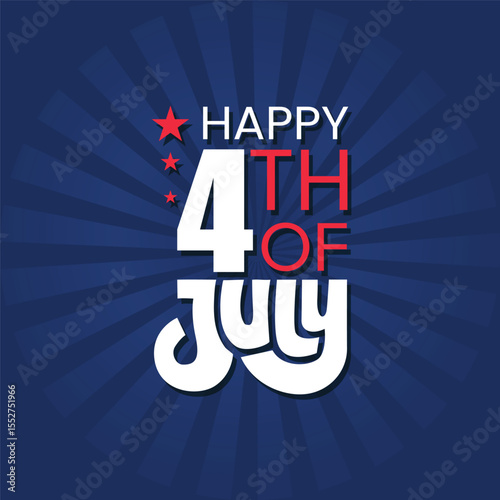 Happy 4th of July lettering vector illustration. 4th of July logo on a blue background to celebrate USA independence day worldwide. Free Vector