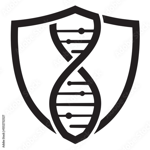 Shield protecting dna helix concept illustrating genetic research and medical innovation