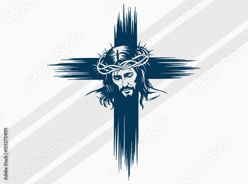 Crown of Thorns and Christian Cross Symbol Representing Jesus Sacrifice and Passion in Religious Iconography and Faith-Inspired Art