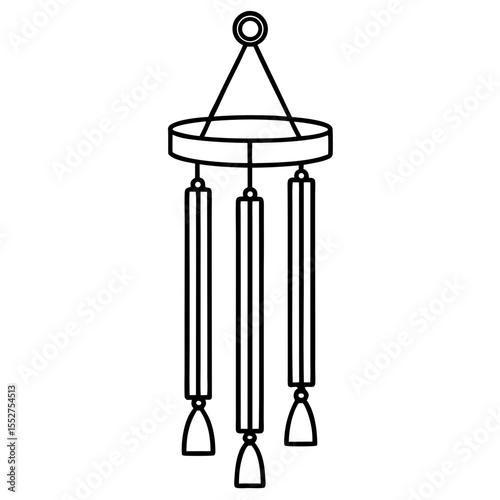 Minimal Wind Chime Line Art Illustration